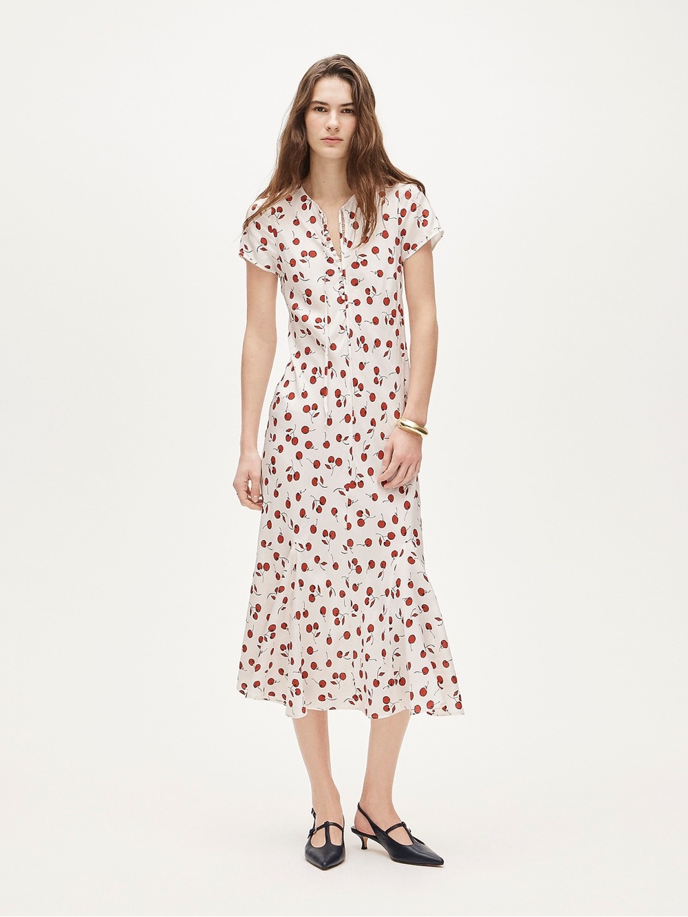 NWOT J. Crew White Maxi Dress with Red Cherry Print - Picture 2 of 11